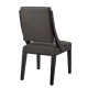 Dark Grey Fabric Dark Wood Sloped Side Arm Dining Chairs Set of 2